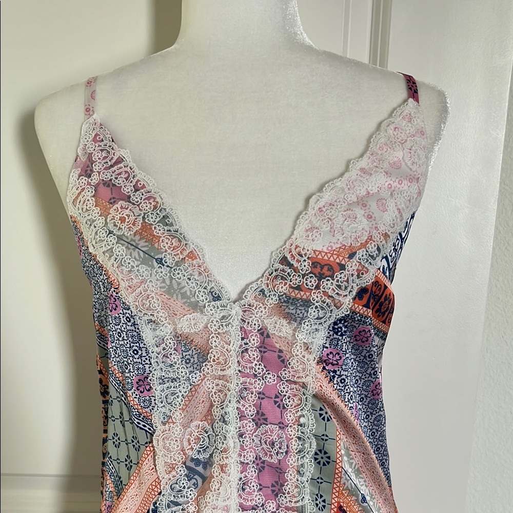 NWOT SHEIN Premium Patchwork Lace Asymmetrical Dress Small - Picture 2 of 12